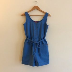 1980s SASSON Vintage Blue Romper